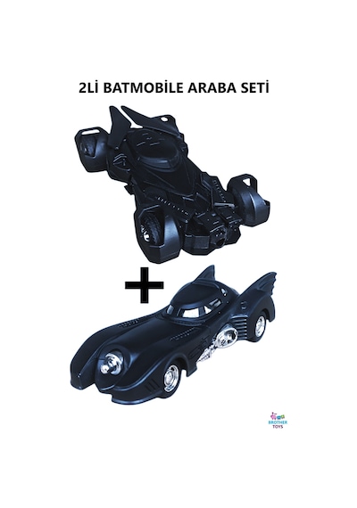 2'li Batmobile Çekbırak Araba Seti Oyuncak Model Araba Batman 13 Cm. Siyah