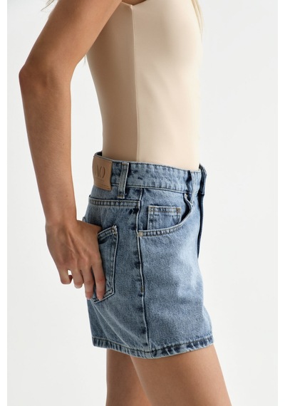 Açelyaokcu Premium Kaida Denim Mini Şort Mavi