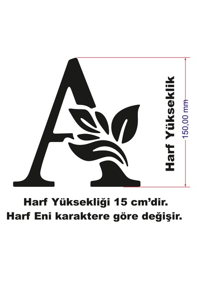 Stencil Harf Boyama Şablonu X045 Harf Yüksekliği 15 Cm