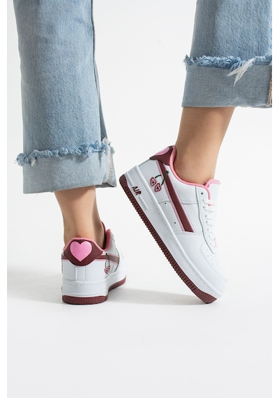 Kiraz Detaylı Pembe Beyaz Sneaker Kadın Spor Ayakkabı Beyaz