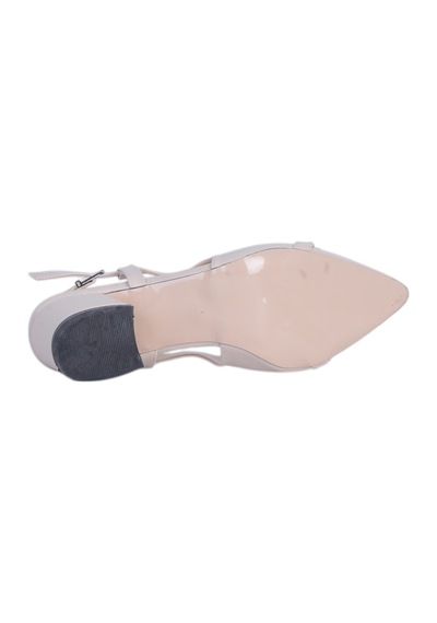 Ayışığı 2812 Krem 5cm Slingback Cilt Kadın Topuklu Ayakkabı