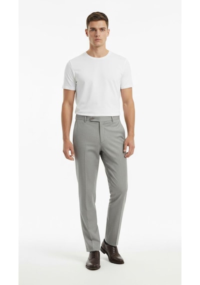 Plus Scorpion Erkek Kumaş Pantolon Slim Fit Siyah, Lacivert, Bej, Açık Gri, Antrasit, Vizon Esnek Rahat Klasik Pantolon Açık Gri