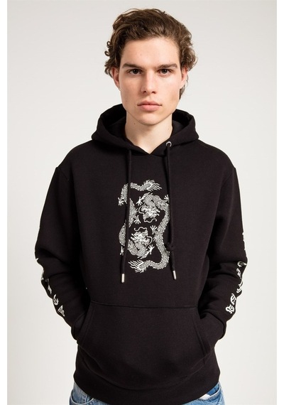 Jahr Marc Dragon Baskılı Siyah Oversize Erkek Sweatshirt Siyah