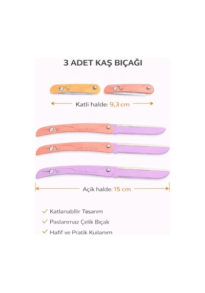 3 Adet Katlanabilir Kaş Bıçağı Seti,paslanmaz Çelik Profesyonel Kaş Şekillendirici, Yüz Tüyü Alma Jileti, Hassas Bölge Temizleme Aparatı, Kadınlar İçin Taşınabilir Kaş Düzeltme Bıçağı Diğer 3 Adet Katlanabilir Kaş Bıçağı Seti,paslanmaz Çelik Profesyonel Kaş Şekillendirici, Yüz Tüyü Alma Jileti, Hassas Bölge Temizleme Aparatı, Kadınlar İçin Taşınabilir Kaş Düzeltme Bıçağı Diğer