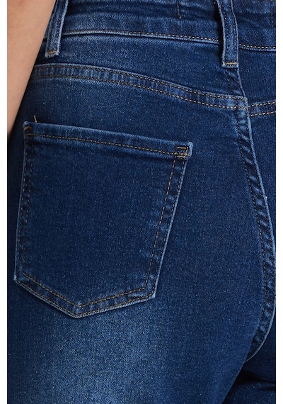 Tudors Kadın Relax Fit Rahat Kesim Pamuklu Likralı Cepli Palazzo Lacivert Jean Kot Pantolon-50790
