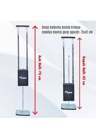 Dolap Kaldırma Destek Krikosu Mobilya Montaj Gergi Aparatı 2 Adet Gümüş