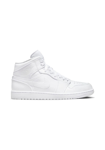Nike Air Jordan 1 Mid Erkek Sneaker Hakiki Deri Bilekli Spor Ayakkabı Beyaz Beyaz