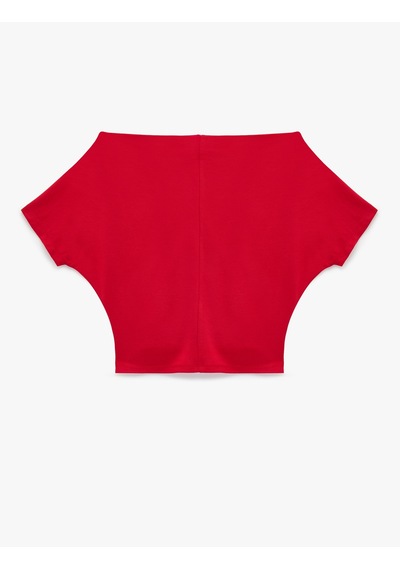Koton Modal Karışımlı Slim Fit Yarasa Kol Kayık Yaka Tişört Kırmızı 6sal10989ık