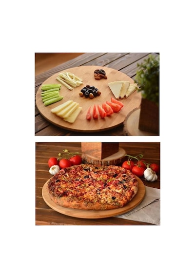 Bambu 30 Cm Yuvarlak Pasta Pizza Sunum Tabağı Kahvaltılık Kahverengi