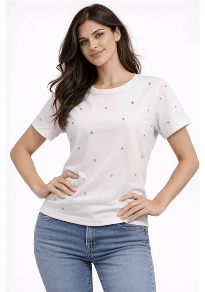 Fashion Friends Taş Detaylı Beyaz Kadın Bluz 26y0104k1
