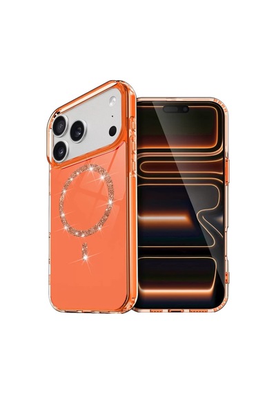 Newface Apple İphone 17 Pro Max Live Diamond Magsafe Kapak - Turuncu