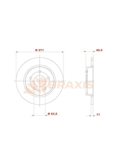 Braxis Ae0805 Arka Fren Disk Aynası Focus Iıı Cb8 11-14 Focus Iv Cew 14- Düz 271mm 1704765