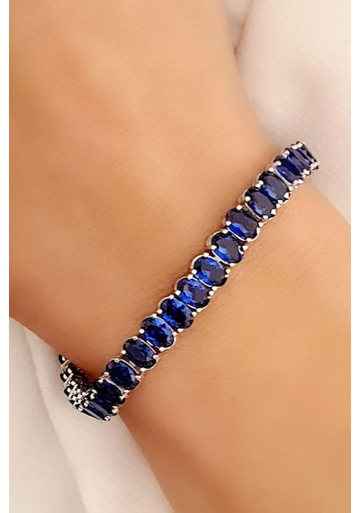 Sky Diamond Blue Creative Sapphire 925 Ayar Gümüş Lüks Bileklik N11.38675
