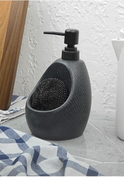 Taş Desenli Sıvı Sabunluk - Sünger Hazneli Mutfak Sabunluğu - 700 Ml - Çizgi Desen -
