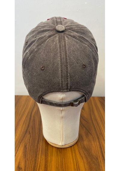 Rockstar Nakışlı Yıkamalı Eskitme Vintage Cap Şapka Kahverengi