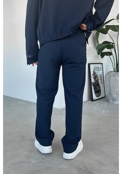 Lacivert Premium Relaxed Fit Kumaş Pantolon Lacivert