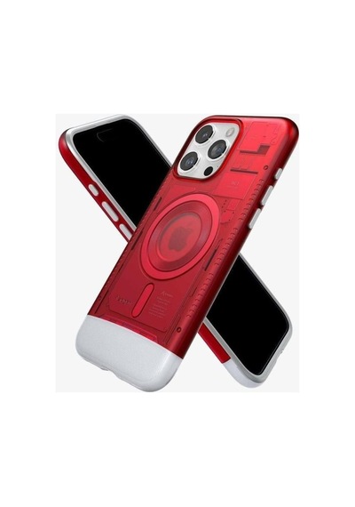 Spigen İphone 15 Pro İle Uyumlu Kılıf Classic C1 İmac G3 Desing Magfit Magsafe Uyumlu Ruby Kırmızı