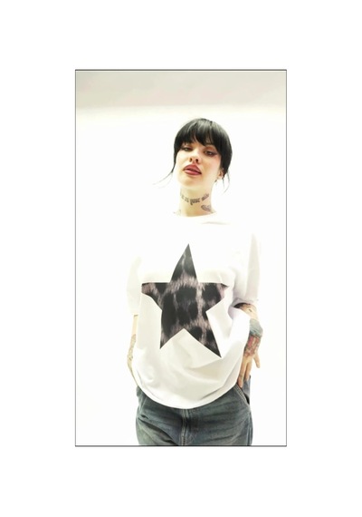 Tarzsokak Starz Leopar Baskılı "v2" 24/1 Oversize Unisex Beyaz Beyaz