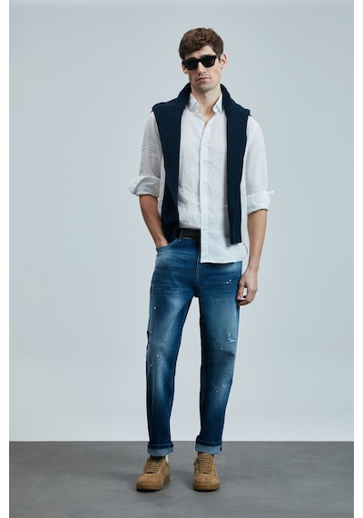 Lufian Salvator Smart Jean Erkek Pantolon Slim Fit Mavi Mavi 111200205100300 Mavi