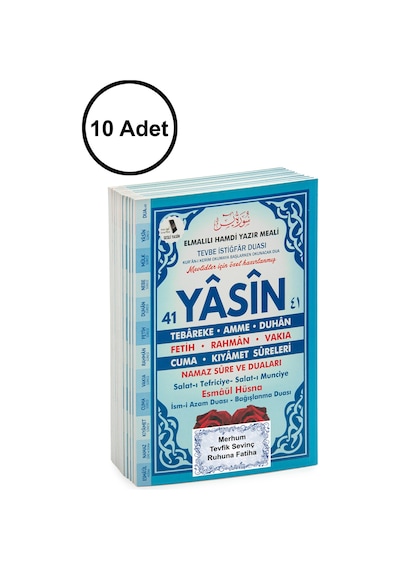 10 Adet Türkçe Mealli Orta Boy 80 Sayfa 41 Yasin - Mavi Renk