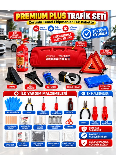 Tüvtürk Muayene Uyumlu Ce Belgeli Premium Plus Trafik Seti 1 Kg Abc Tse Belgeli Kırmızı