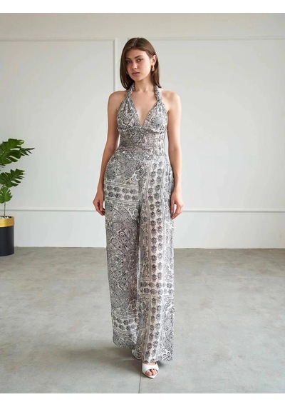 Elora Atelier Bohem Desen Crop Pantolan Takım Çok Renkli