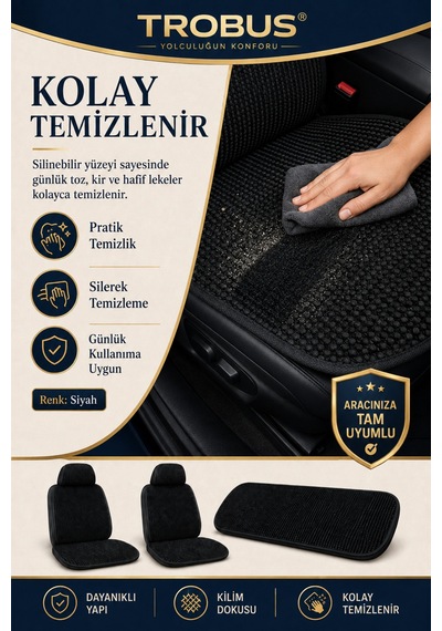 Hyundai Elantra 2016-2020 Üniversal Örme 3 Parça Minder Terletmez Kaymaz Taban Siyah
