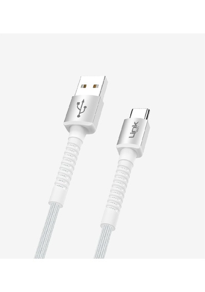 K552 Safe 3a Örgülü Metal Başlı Usb'den Type-c'ye Şarj Kablosu Beyaz