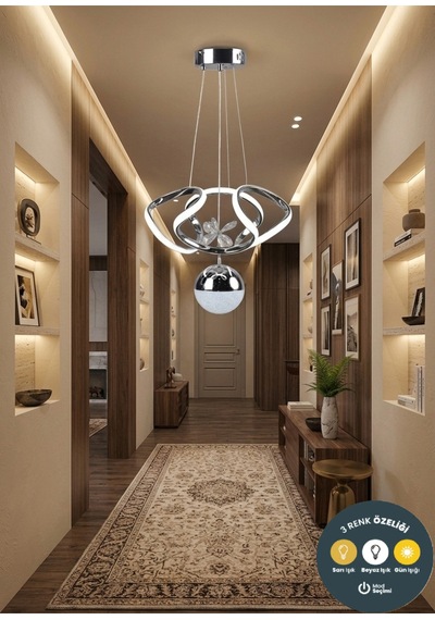 Led Avize 3 Renk Küçük Dron Toplu Krom Salon,mutfak,yatak Odası,koridor