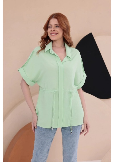 Bbbutikbasic Yarasa Apoletli Spz Model Gömlek Hkn34 Açık Yeşil