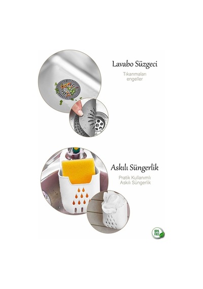 4 Parça Silikon Set bulaşık Matı Lavabo Süzgeci Askılı Süngerlik Masajlı Duş Kaydırmazı