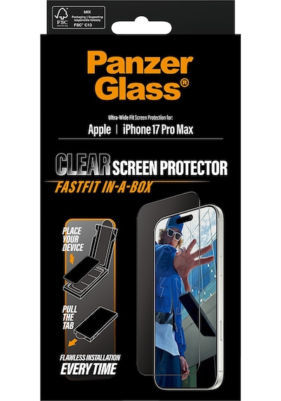 Panzerglass Apple Uyumlu iPhone 17 Pro Max Ultra-wide Fit Siyah Çerçeveli Ekran Koruyucu - Fast Fit Uygulama Aparatlı