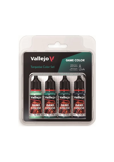 Vallejo 72390, 4x18 Ml. Turquoise Color Game Color Maket Boyası Seti Standart
