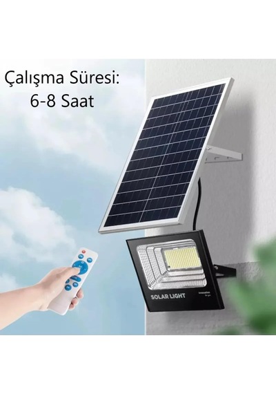 Ct-4648 100w Kumandalı Güneş Enerjili Solar Led Projektör Beyaz Işık 6400k