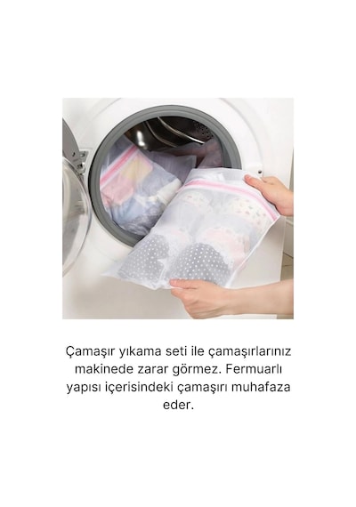 Çok Fonksiyonlu Dayanıklı Yıkama Renkli Fermuarlı Kirli Temiz Sepeti Fileli Çamaşır Torbası 3 Adet Çok Renkli
