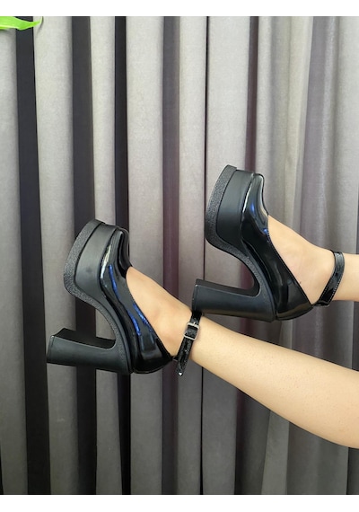 Preshley Kadın Elanor Siyah Rugan Bilekten Bağlamal 12 Cm Platform Topuklu Ayakkabı-siyah Rugan Siyah Preshley Kadın Elanor Siyah Rugan Bilekten Bağlamal 12 Cm Platform Topuklu Ayakkabı-siyah Rugan Siyah