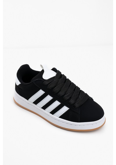 Bartrobel Kadın Süet Siyah Beyaz Spor Ayakkabı Sneaker
