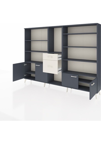 Arges Dolap 10 Raflı 2 Çekmeceli 4 Kapaklı 220x30x163 Antrasit-antrasit/aytaşı Antrasıt/aytası - Antrasıt