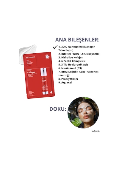 Medipeel Red Lacto Collagen 3000 Shot Serum 2 Step Mask 1,5 G + 25 Ml 5 Adet Kolajen Ve Mikro İğneler Maske