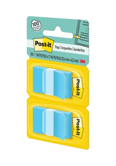 Bayraklar, 50/dispenser, 2 Dispenser/paket, 1" Geniş, Parlak Mavi 680-bb2