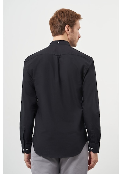 Morven Erkek Siyah Pamuk Trend Düğmeli Yaka Dynamic Fit Gömlek 25ms004006001 Siyah Siyah