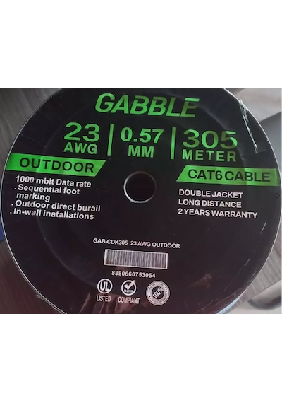 Gabble Cat6 Dış Ortam Kablo 305mt 23awg 0.57mm