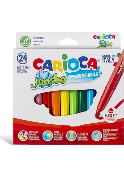 Carioca Jumbo Süper Yıkanabilir Keçeli Boya Kalemi 24lü