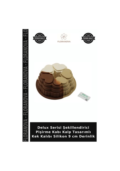 Delux Serisi Şekillendirici Pişirme Kabı Kalp Tasarımlı Kek Kalıbı Silikon 9 Cm Derinlik Çok Renkli
