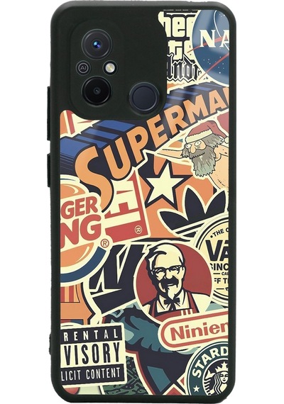 Xiaomi Redmi 12c Retro Marka Tasarımlı Glossy Telefon Kılıfı Çok Renkli