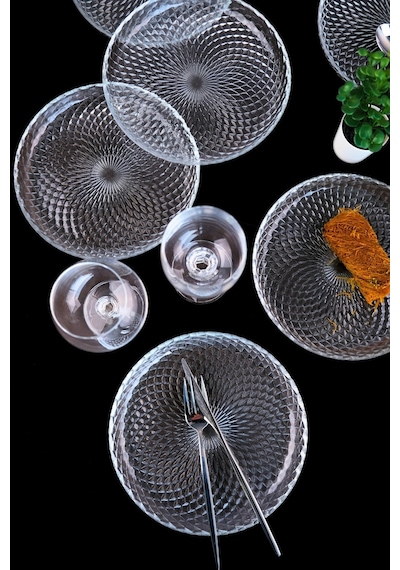 Tabak Evi Aden Cam Pasta Tabağı 19cm Sade 6 Lı 2339 Şeffaf