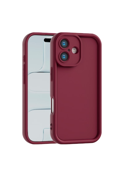 Apple Uyumlu iPhone 16 Plus Kamera Çıkıntılı Mat Silikon Telefon Kılıfı Bordo