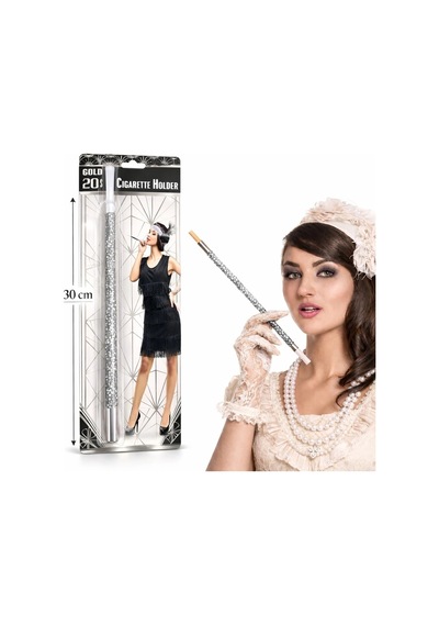 30 Cm Gümüş Payetli Tutacağı 1920 Ler Gatsby Parti Aksesuarı