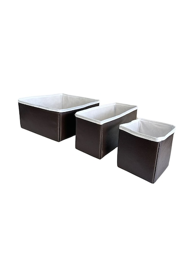 3'lü Çekmece İçi Çamaşır Düzenleyici Çocuk Odası Katlanır Saklama Kutusu Organizer Set-kahve Deri Desenli