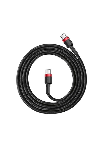 Cafule, 60 W 3.0 A Usb-c & Usb-c Hızlı Şarj & Data Aktarımı Kablosu, 1 Metre, Kırmızı - Siyah